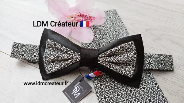 Noeud-papillon-noir-chic-original-marié-mariage-soiree-cérémonie-costume-pochette-Nancy-LDM-Createur-