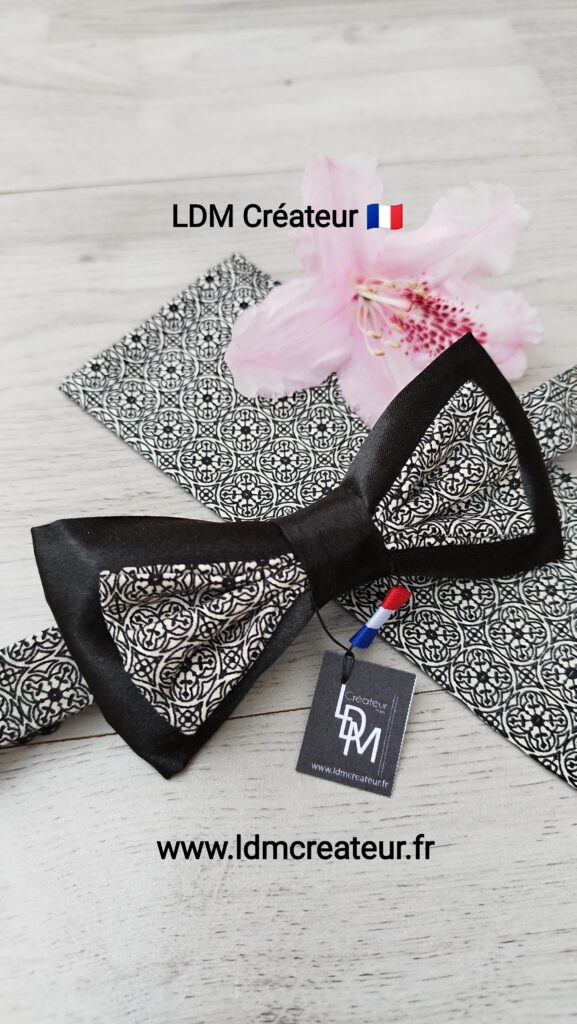 Noeud-papillon-noir-chic-original-marié-mariage-soiree-elegance-pochette-Nancy-LDM-Createur