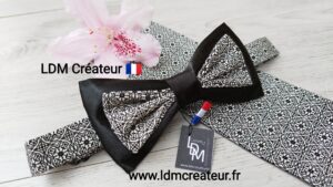 Noeud-papillon-noir-original-marié-mariage-soiree-cérémonie-costume-pochette-Nancy-LDM-Createur-