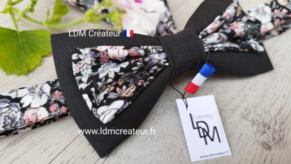 Noeud-papillon-original-homme-gris-rose-poudré-pochette-mariage-cortège-Granville-LDM-Créateur