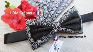 Noeud-papillon-noir-blanc-origial-pochette-mariage-homme-costume-Montbrison-LDM-Créateur