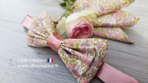 Noeud-papillon-vieux-rose-clair-liberty-anglais-mariage-champetre-Privas-ldmcreateur