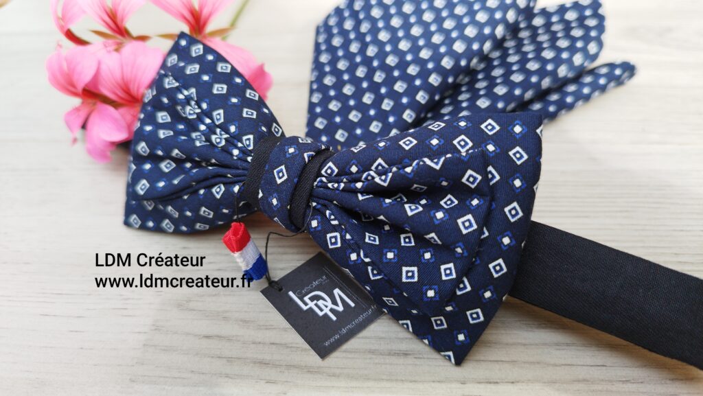 Noeud-papillon-bleu-marine-original-mariage-homme-chemise-pochette-Nantes-LDM-Créateur-ldmcreateur