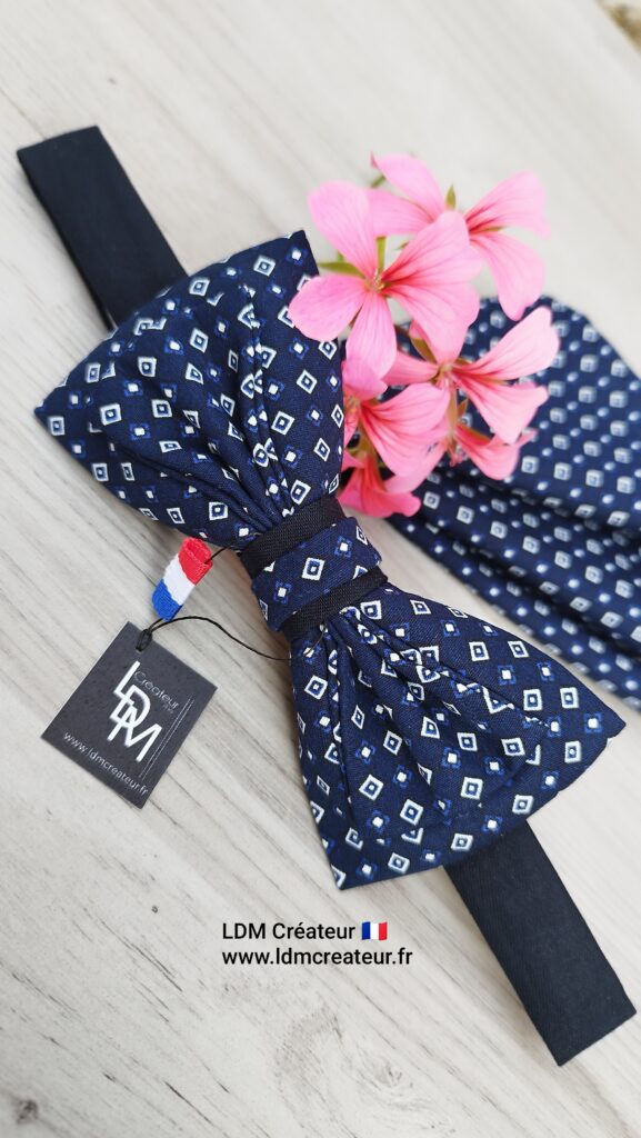 Noeud-papillon-bleu-marine-original-mariage-homme-chemise-pochette-Nantes-LDM-Créateur-ldmcreateur
