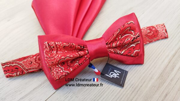 Noeud-papillon-créateur-rouge-homme-mariage-soirée-pochette-original-Olivet-LDM-createur
